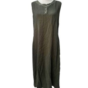 Silk forest green maxi dress with shell buttons M